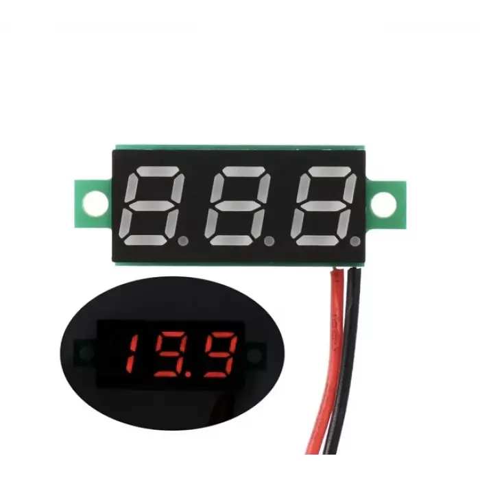 0.28 3.5-30V 2 Kablolu DC Kırmızı Voltmetre