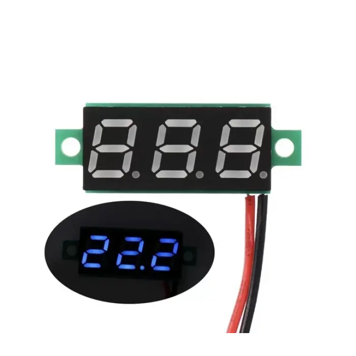 0.28 3.5-30V 2 Kablolu DC Mavi Voltmetre
