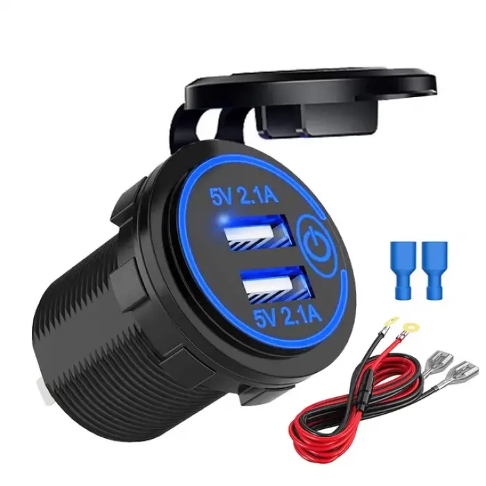 5V 2.1A Su Geçirmez Çift USB Şarj Soket Modülü (Kablolu)