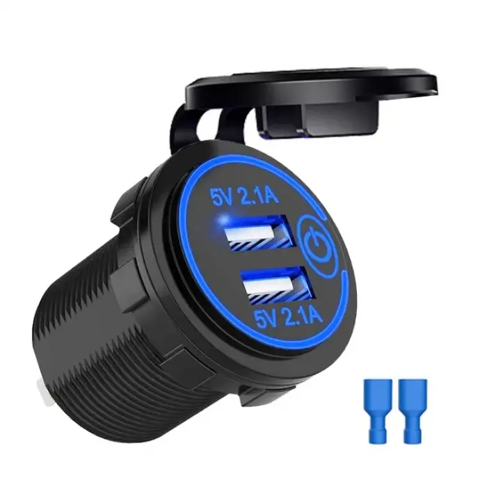 5V 2.1A Su Geçirmez Çift USB Şarj Soket Modülü (Kablolu)