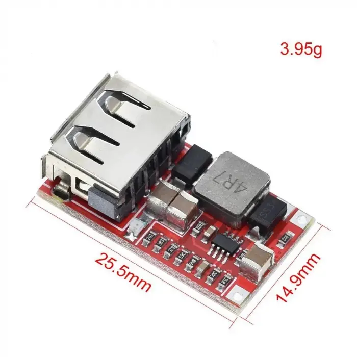6-24V dan 5V 3A %97.5 Verimlilikli usb DC-DC Gerilim Azaltıcı Modülü