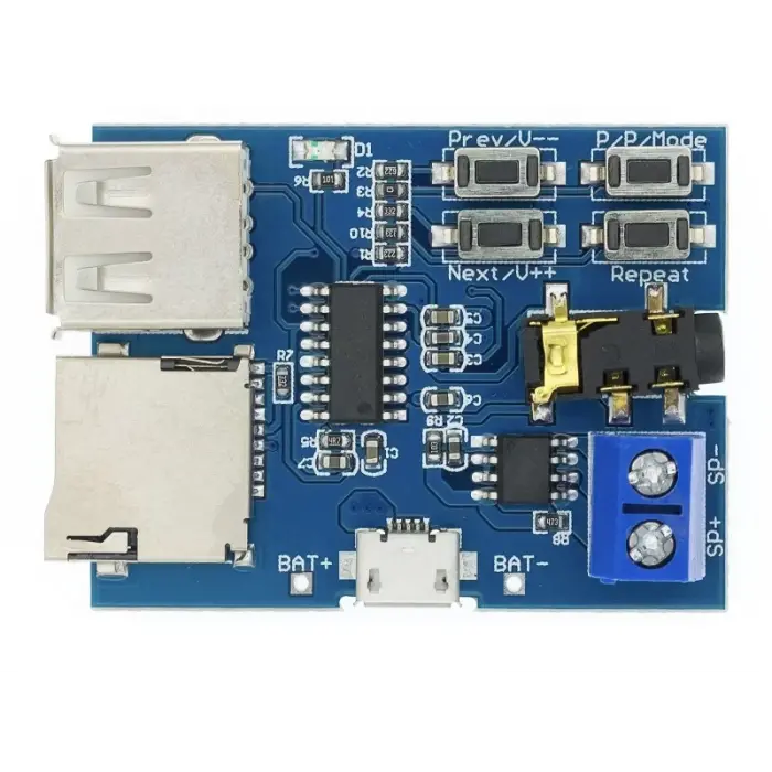 TF Kart ve USB Girişli MP3 Oynatıcı Amplifikatör Dekoder Modülü