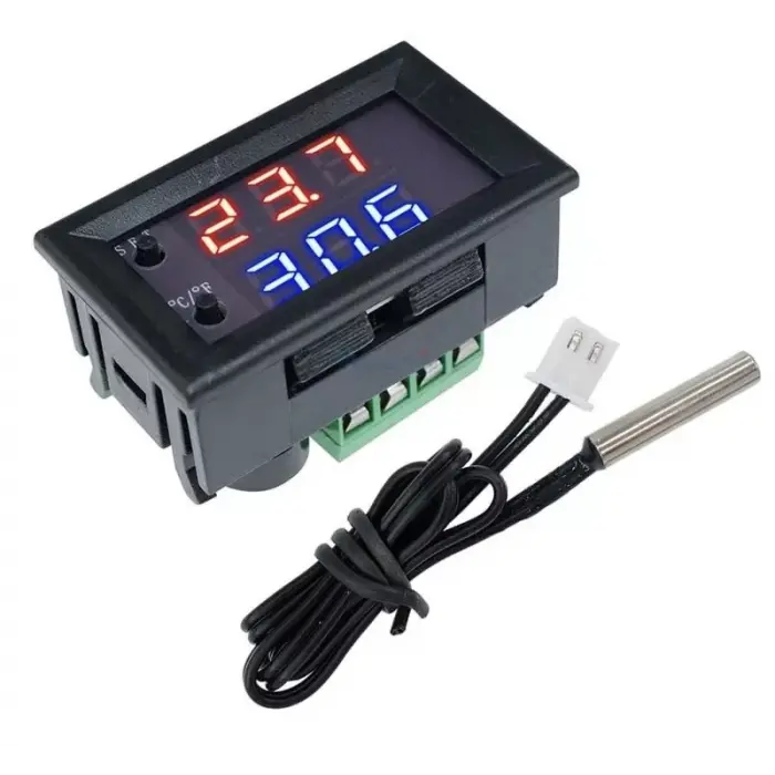 W1209WK Dijital LED Sıcaklık Kontrolcü Modülü+12VDC Su Geçirmez NTC Sensör