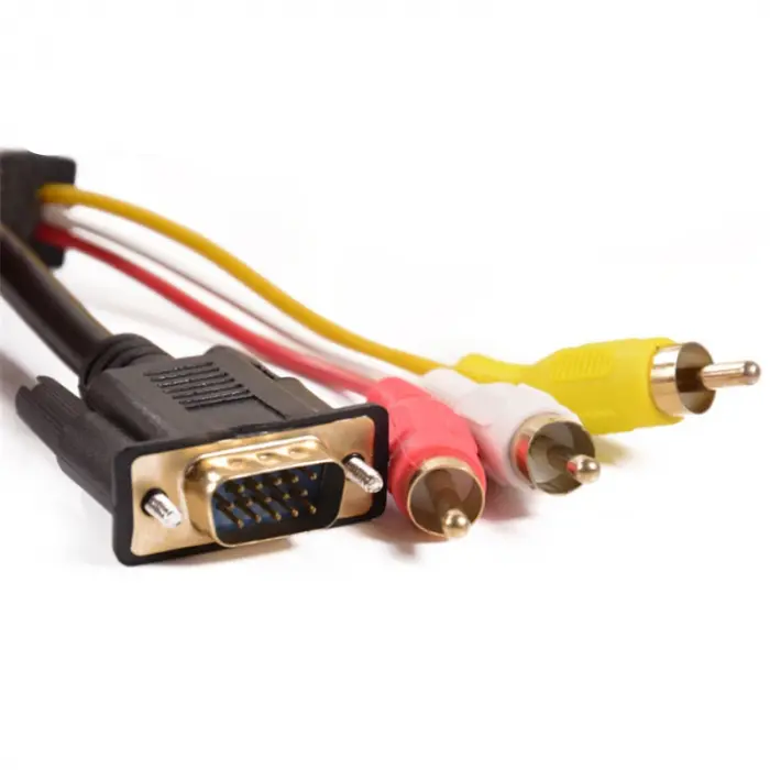 1.5M 5FT Erkek HDMI ı VGA HD15 + 3RCA Video/Audio AV Dönüştürme Kablosu