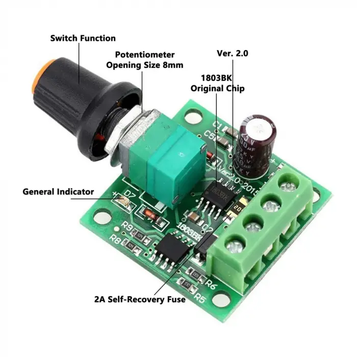 1.8V,3V,5V,6V,12V 2A PWM DC Motor Hız Kontrol Modülü