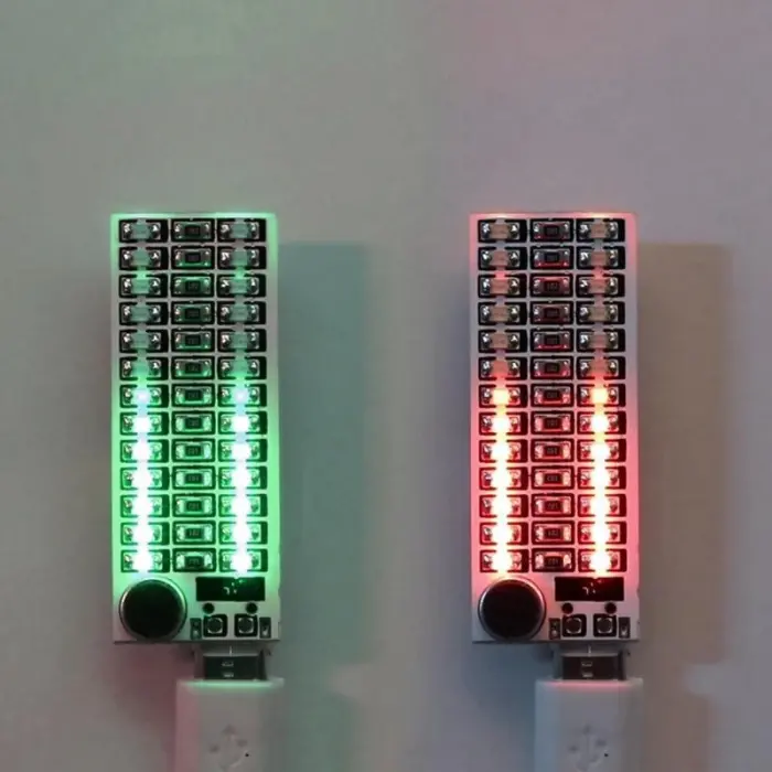 2×13 Yeşil Mini USB li Ayarlanabilir Sese Duyarlı Spektrum LED