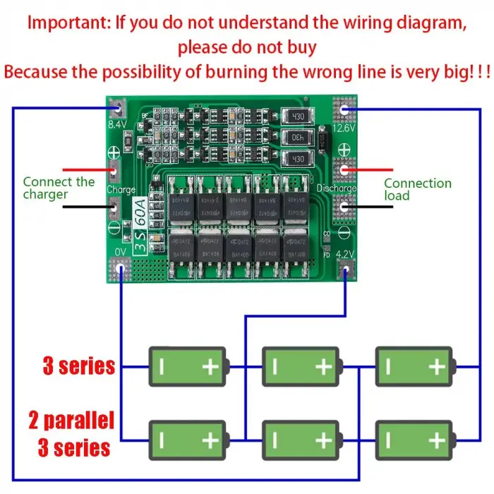 3S 60A Li-ion 18650 BMS Batarya Koruma Kartı