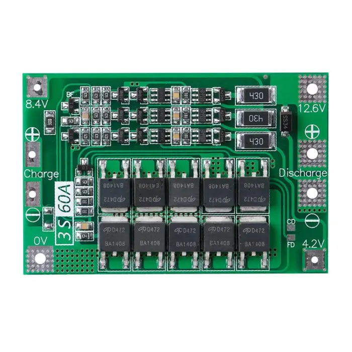 3S 60A Li-ion 18650 BMS Batarya Koruma Kartı