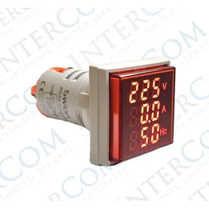 AD22-22VAHS 22MM VOLT/AMPER/HERTZMETRE 0-99Hz KARE KIRMIZI