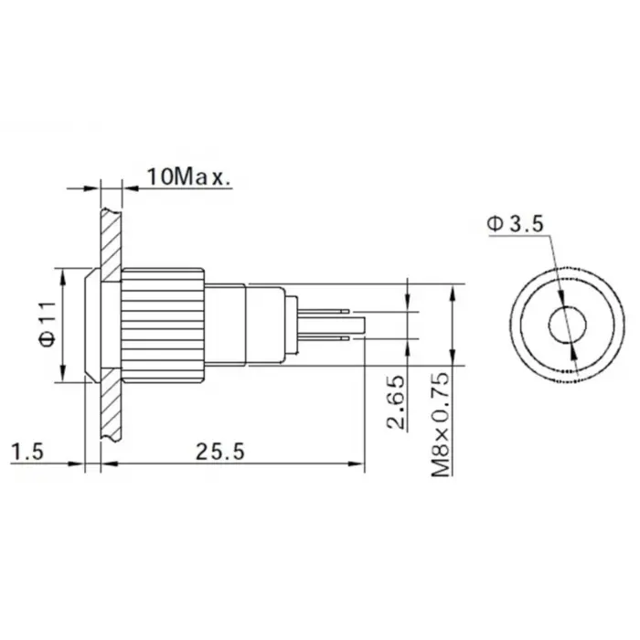 GQ8F-D 8mm Sinyal Lambası IP67
