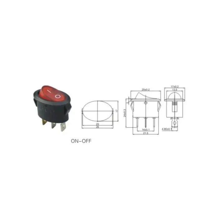 IC-134B Oval Işıklı Anahtar ON-OFF 3P