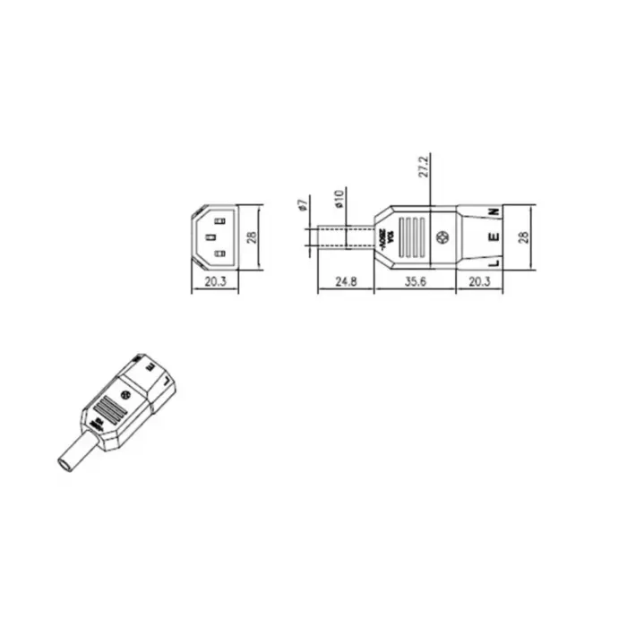IC-215 C14 Power Fiş Seyyar Erkek AC-10M