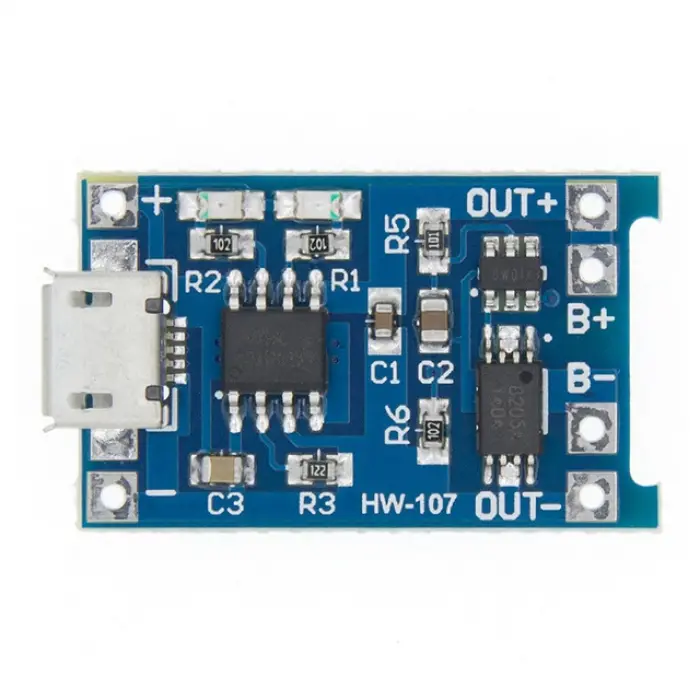 TP4056 1A Lityum Batarya Şarj Micro USB Modülü