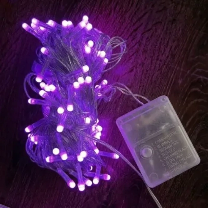 Dodes 10m 100 Led Damla Uçlu Pembe Işık Şeffaf Kablo