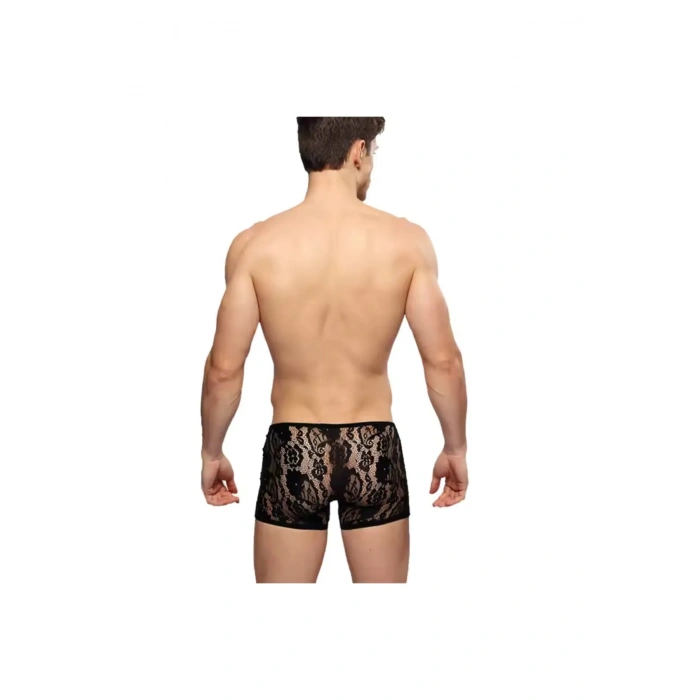 Dodes Dodes Fantezi Dantelli Seksi Siyah Erkek Boxer - Seksi Erkek İç çamaşırı TG274612
