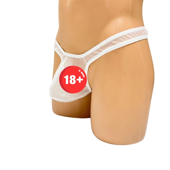 Dodes Dodes Fantezi Seksi Beyaz Transparan Erkek İç Çamaşırı TG274584