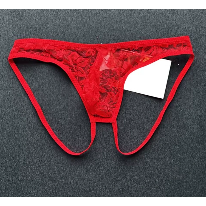 Dodes Dodes Seksi Dantelli Arkası Açık Seksi Kırmızı Erkek Külot TG274627