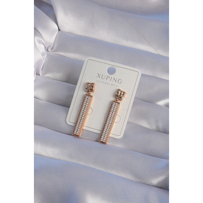 Tegan Xuping Rose Renk Zirkon Taşlı Su Yolu Küpe TG27BKP9430
