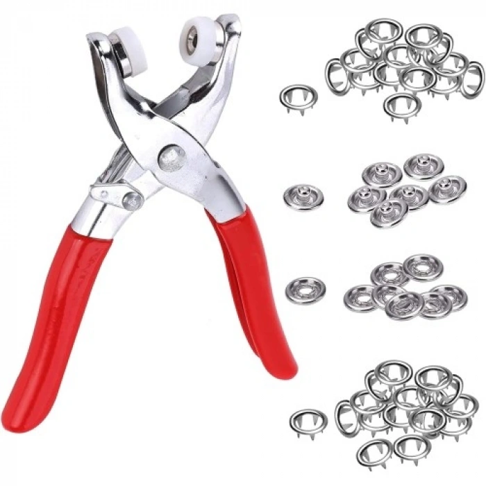 Dodes Metal Çıtçıt Düğme Pensesi ve 25 Set Düğme Takımı