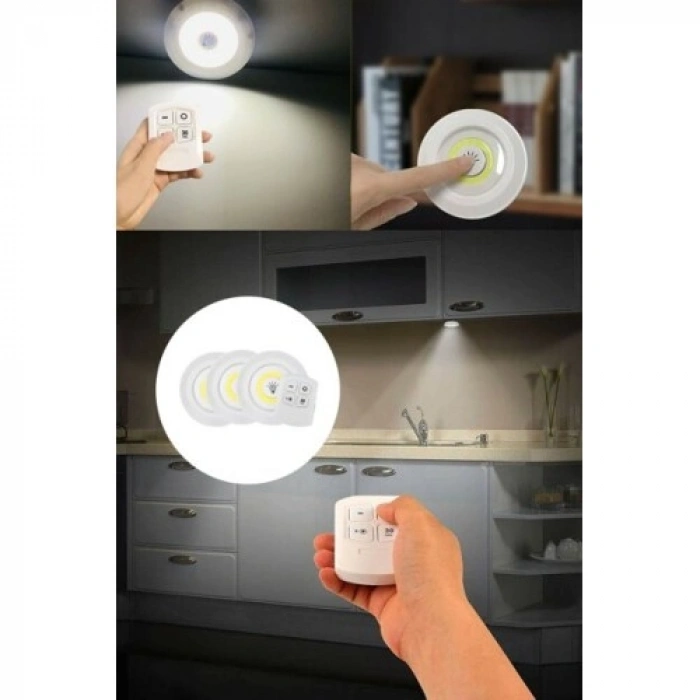 Dodes Uzaktan Kumandalı Yapışkanlı 3lü Led Spot Lamba