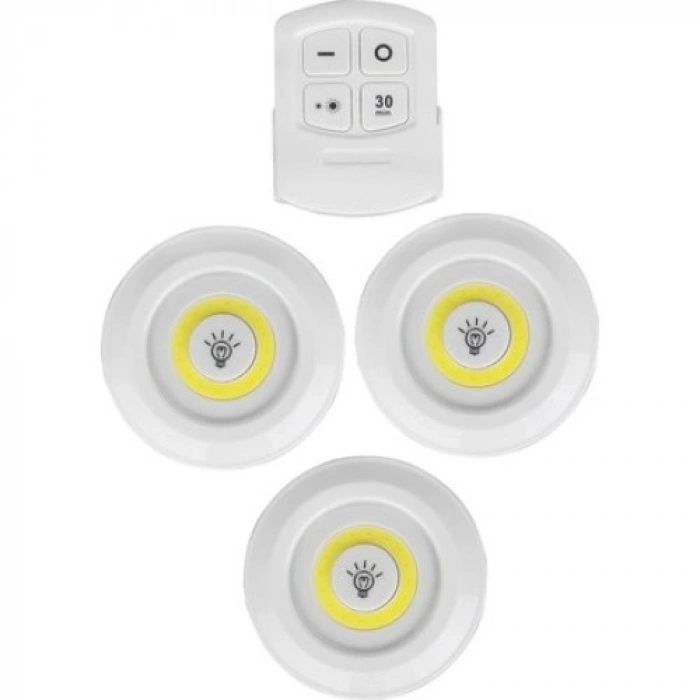 Dodes Uzaktan Kumandalı Yapışkanlı 3lü Led Spot Lamba