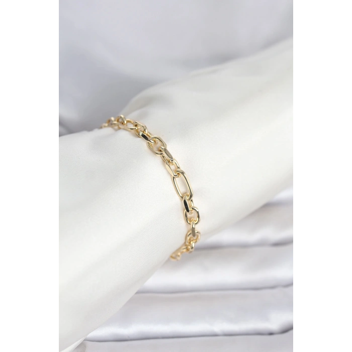 Tegan CM 14K Gold Renk Kalın Zincir Model Kadın Bileklik TG27BB8304