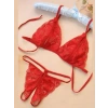 Dodes Dodes Büyük Beden Fantezi Kırmızı Dantelli Seksi Sütyen Kilot Takım TG279703-B