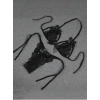 Dodes Dodes Büyük Beden Fantezi Seksi Siyah Fiyonk Süslemeli Dantelli Sütyen String Takımı TG279707-B