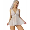 Dodes Dodes Fantezi Beyaz Dantelli Transparan Tül Etekli Seksi Elbise Gecelik TG273266