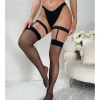 Dodes Dodes Fantezi Kadın Siyah Dantel Bacak Bantlı String Jartiyer Çorap Takımı TG270046
