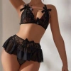 Dodes Dodes Fantezi Siyah Dantelli Mini Etekli Babydoll TG279242