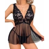 Dodes Dodes Fantezi Siyah Dantelli Transparan Tül Etekli Seksi Elbise Gecelik TG273265