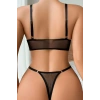 Dodes Siyah Transparan Tül Bralet Tanga İç Giyim Takımı DL1383