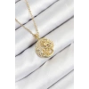 Tegan 316L Çelik Zirkon Taşlı Ay Ve Güneş Model Gold Renk Kadın Kolye TG27BKO10539