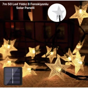 Dodes 7m 50 Led Yıldız 8 Fonksiyonlu Solar Panelli-Gün Işığı
