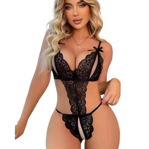 Dodes Dodes Büyük Beden Fantezi Siyah Dantelli Babydoll TG279249