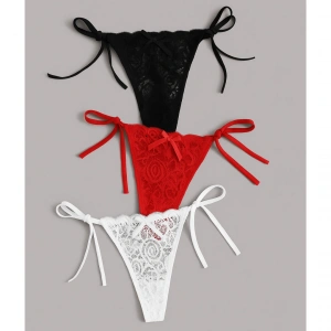 Dodes Dodes Büyük Beden Kadın 3lü Dantelli Yandan Bağlamalı Seksi Tanga TG270054