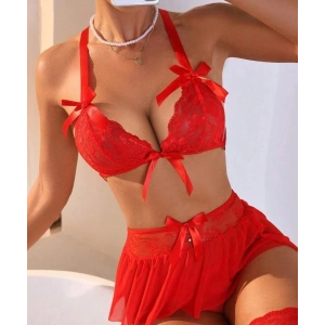 Dodes Dodes Fantazi Kırmızı Dantelli Fiyonklu Seksi Babydol  TG279240