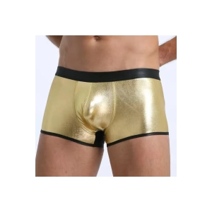 Dodes Dodes Fantezi Deri Görünümlü Seksi  Altın Erkek Boxer  - Fantezi Tanga TG274604