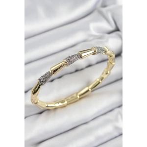 Tegan Pirinç Zirkon Taşlı Kemik Model Gold Renk Vip Kadın Bileklik TG27BB7344