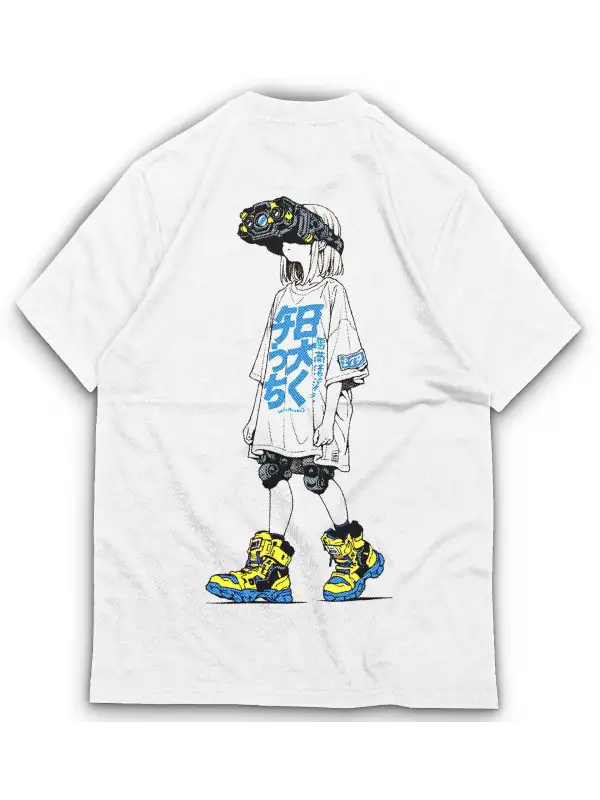 Anime Kız Baskılı Tişört – Oversize Unisex Otaku Stil