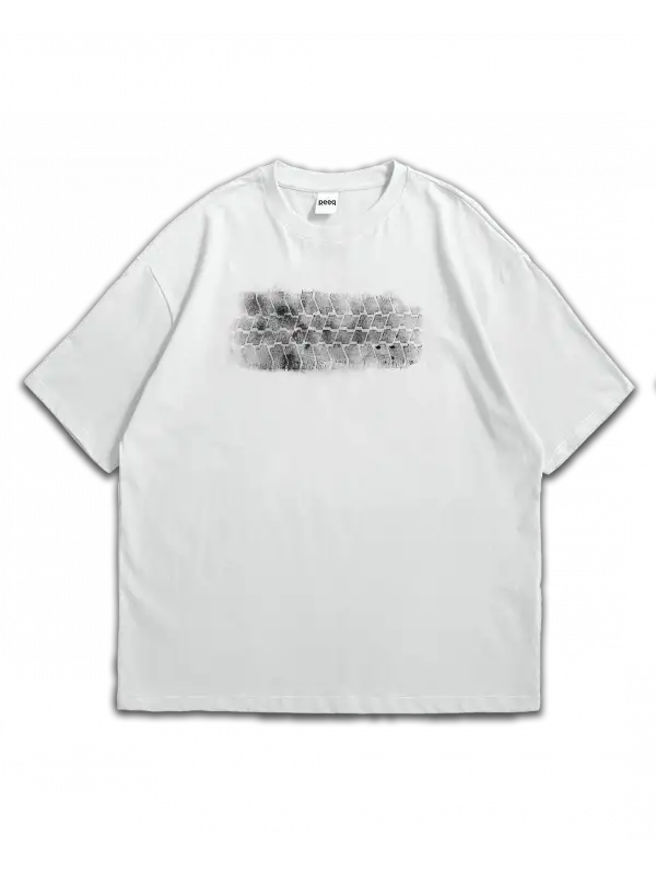 Tekerlek Baskılı Oversize Tişört Unisex