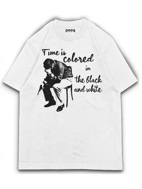 Time over Baskılı Oversize Tişört