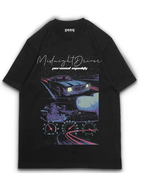 Midnight Baskılı Oversize Tshirt
