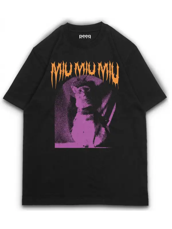 Miu Baskılı Oversize Tişört