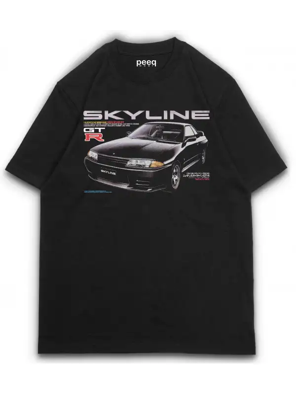 Skyline Baskılı Vintage Tişört