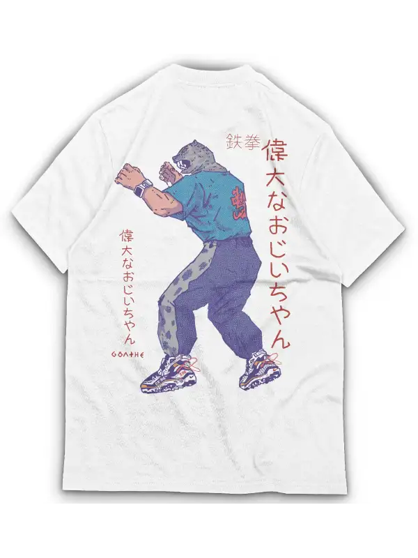 Tekken 90 lar King baskılı Oversize kalıp Tişört