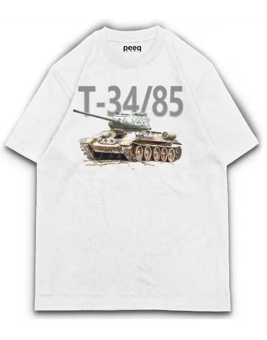 T34 Tank Baskılı Oversize Tişört