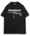 Ghetto gun Baskılı Siyah oversize Tişört