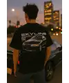 Skyline Baskılı Vintage Tişört